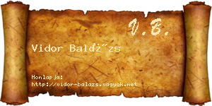 Vidor Balázs névjegykártya